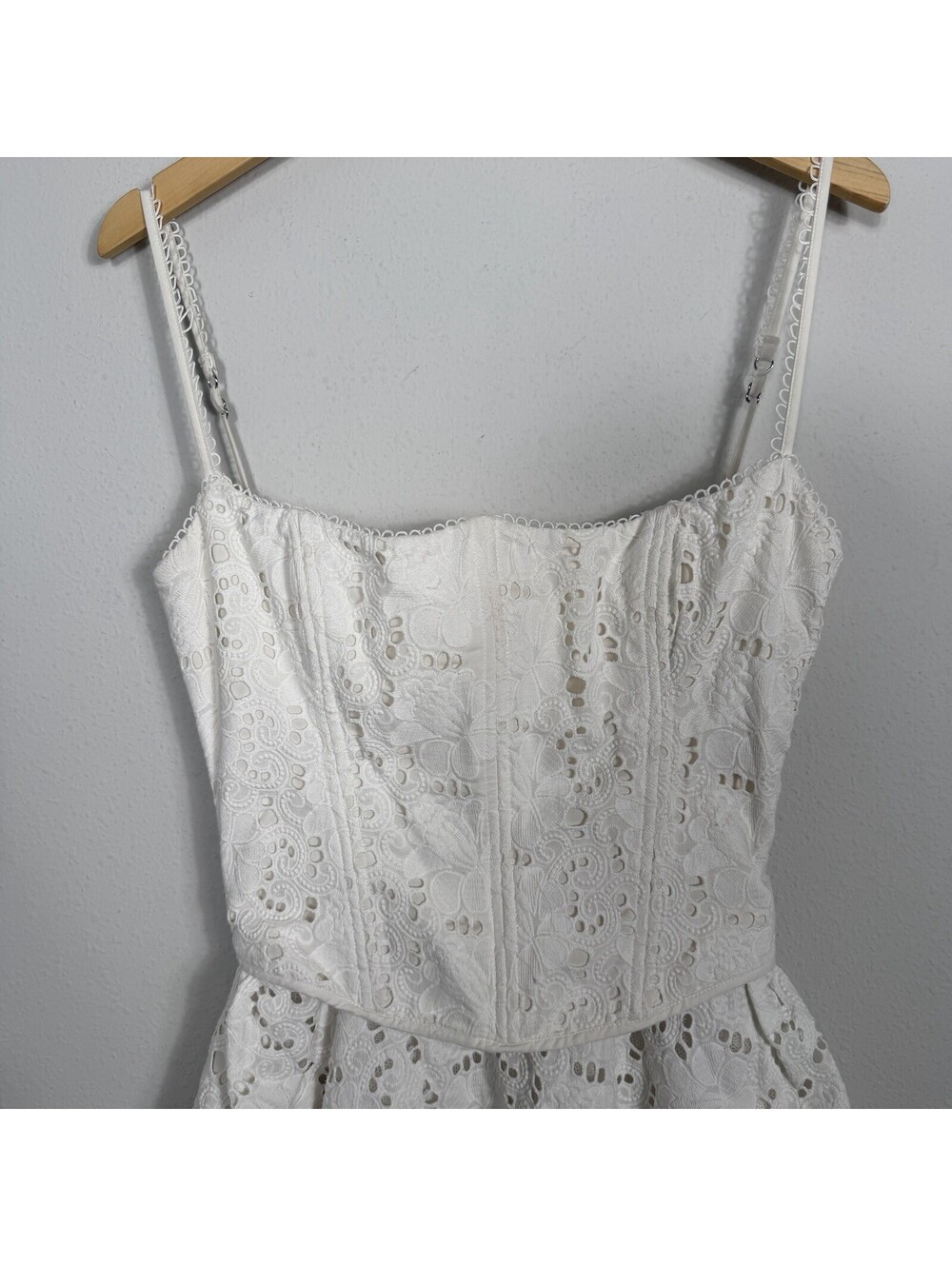 House of CB Elara Broderie Anglais Corset Fit & Flare Mini Dress White Medium - Picture 5 of 11